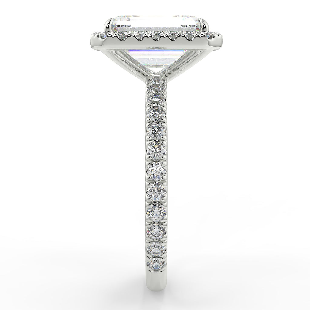 Stunning 2.53 CT Emerald Moissanite Engagement Ring with Halo & Pave Design 7