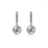 Round Cut Cubic Zirconia in 925 Sterling Silver Earrings 7