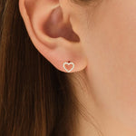 0.50 TCW Round Cut Moissanite Heart Stud Earrings in Gold 6