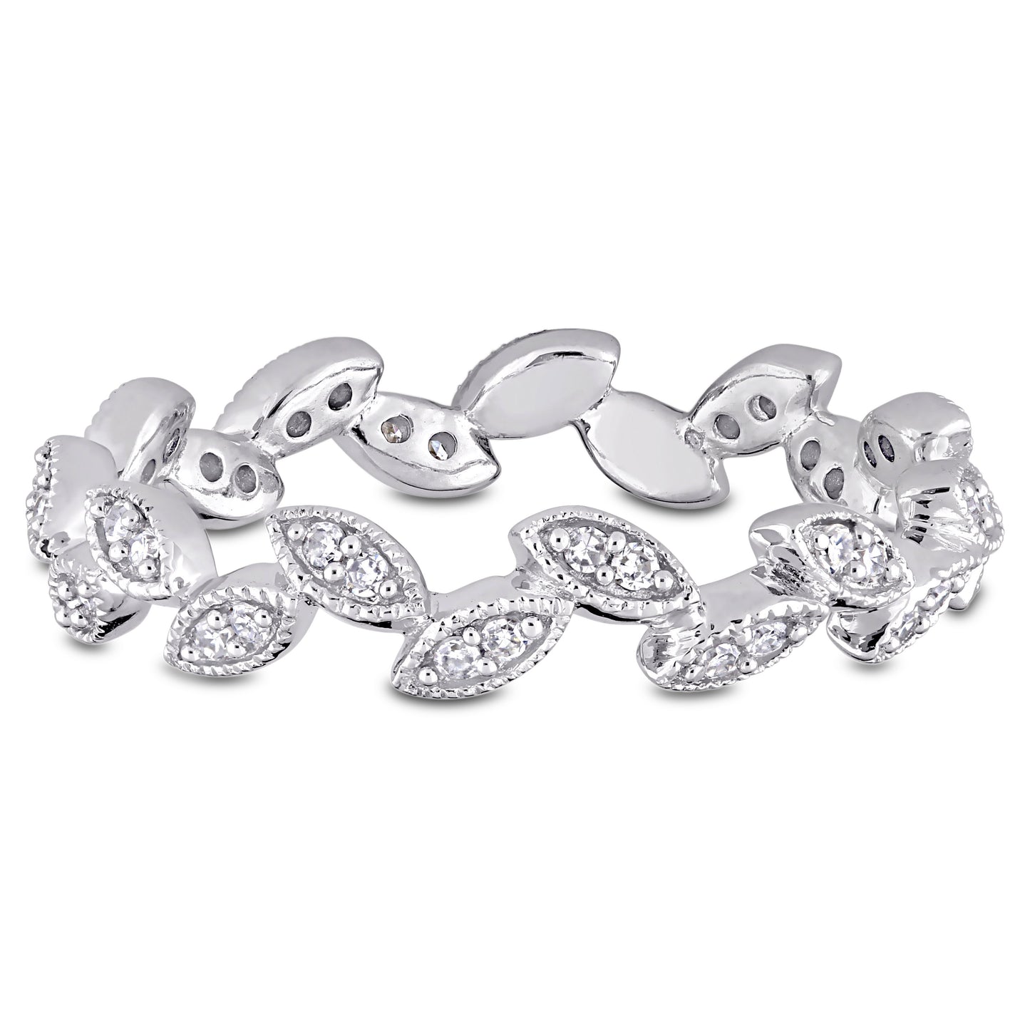 Round Cut Cubic Zirconia in 925 Sterling Silver Wedding Bands 8