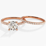 1.50 CT Round Cut Moissanite Bridal Ring Set with Round Wedding Bands 4