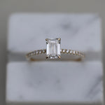 0.90 CT Emerald Cut Pave CVD F/VVS2 Diamond Engagement Ring 1