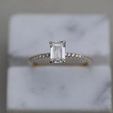 0.90 CT Emerald Cut Pave CVD F/VVS2 Diamond Engagement Ring 1