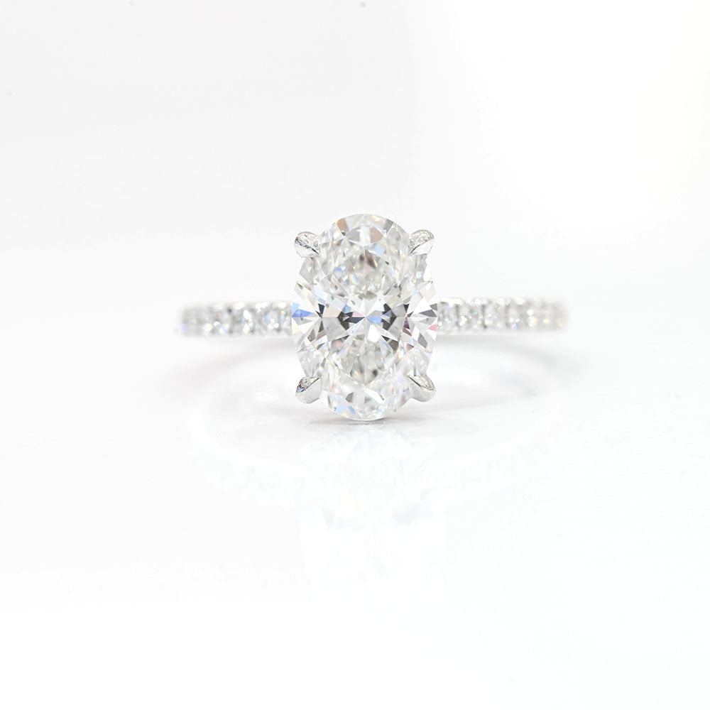 Stunning 2.0 CT Oval Moissanite Engagement Ring with Hidden Halo & Pave Design 1