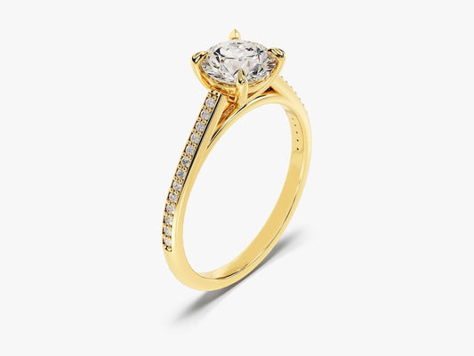Stunning 1.0 CT Round Moissanite Engagement Ring with Pave Design 2
