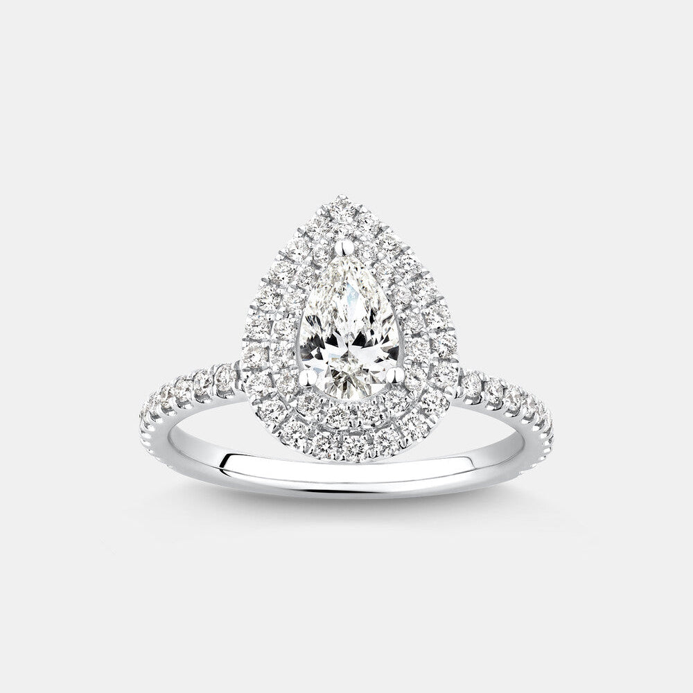 Stunning 1.0 CT Pear Moissanite Engagement Ring in Halo & Pave Designs 1