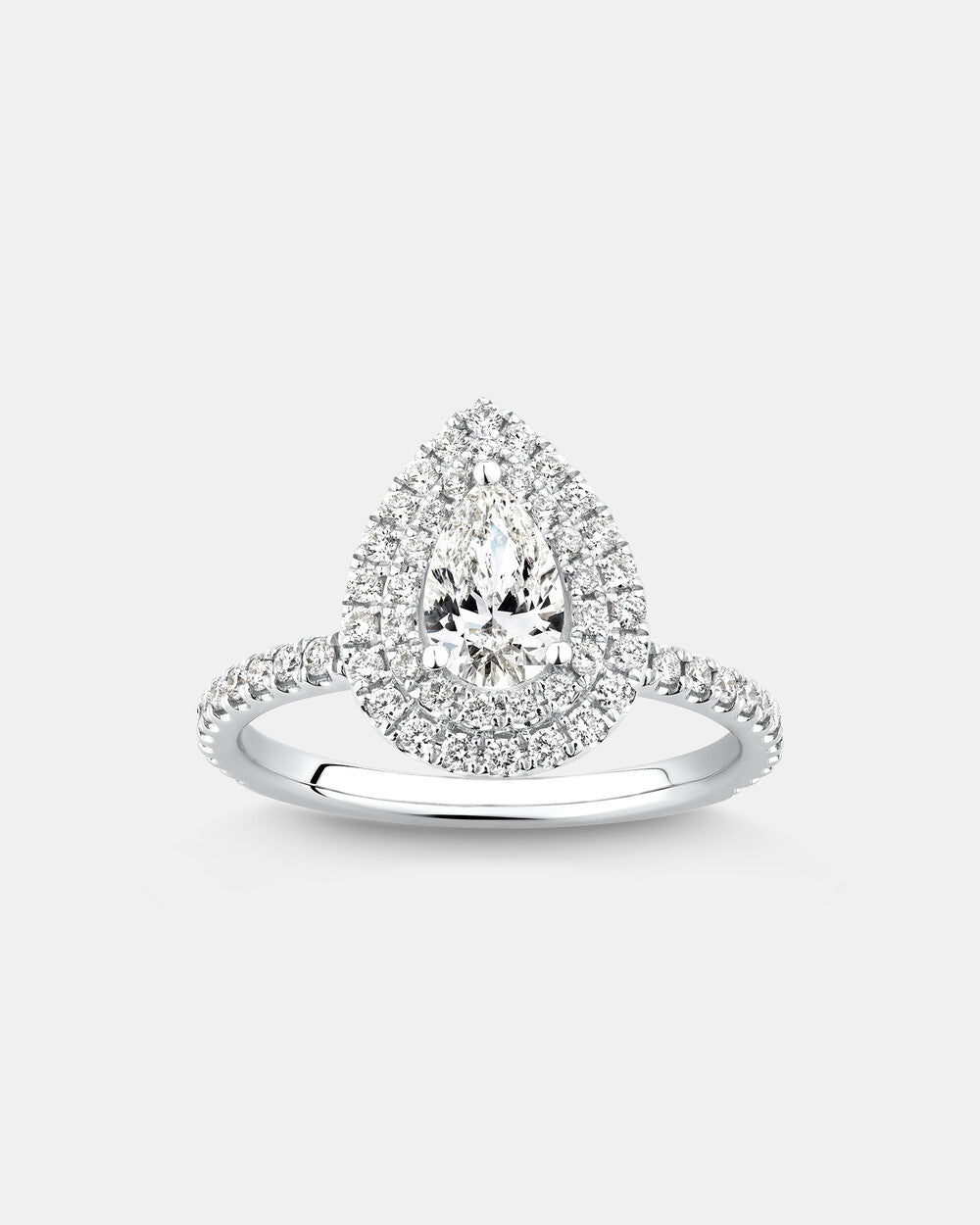 Stunning 1.0 CT Pear Moissanite Engagement Ring in Halo & Pave Designs 1
