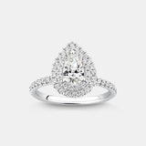 Stunning 1.0 CT Pear Moissanite Engagement Ring in Halo & Pave Designs 1
