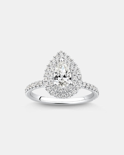 Stunning 1.0 CT Pear Moissanite Engagement Ring in Halo & Pave Designs 1