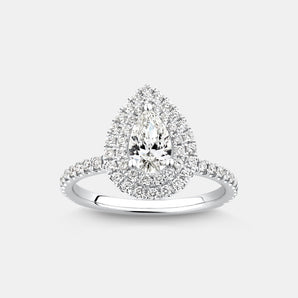 Stunning 1.0 CT Pear Moissanite Engagement Ring in Halo & Pave Designs