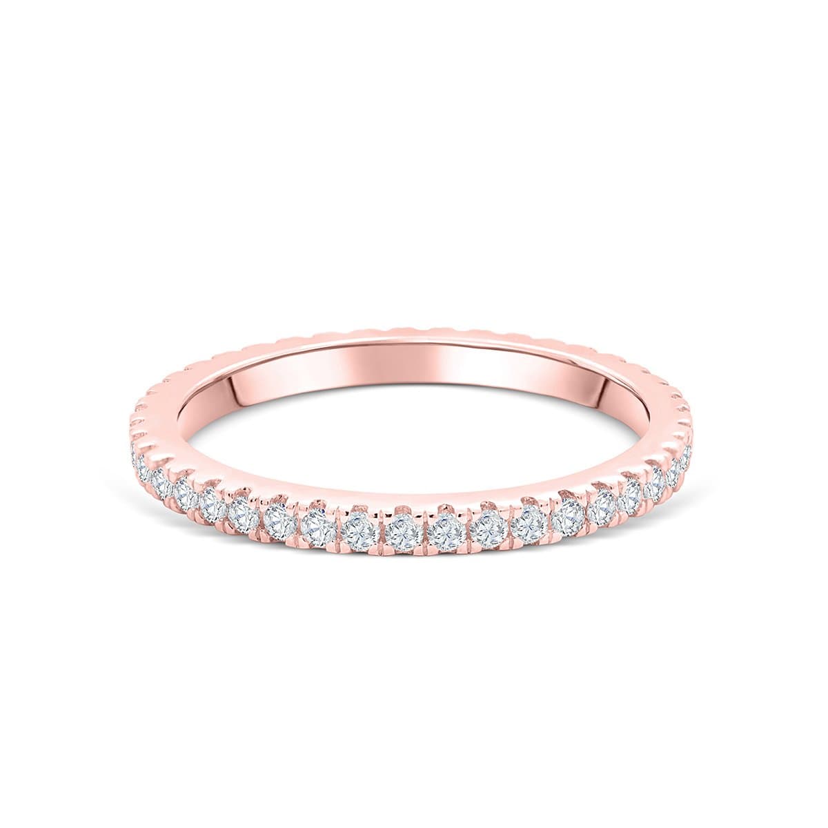 Stunning 0.4 TCW Round Moissanite Stone In Full Eternity Wedding Band 1