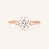 Stunning 0.40 CT Oval Moissanite Engagement Ring With Cluster Design 4