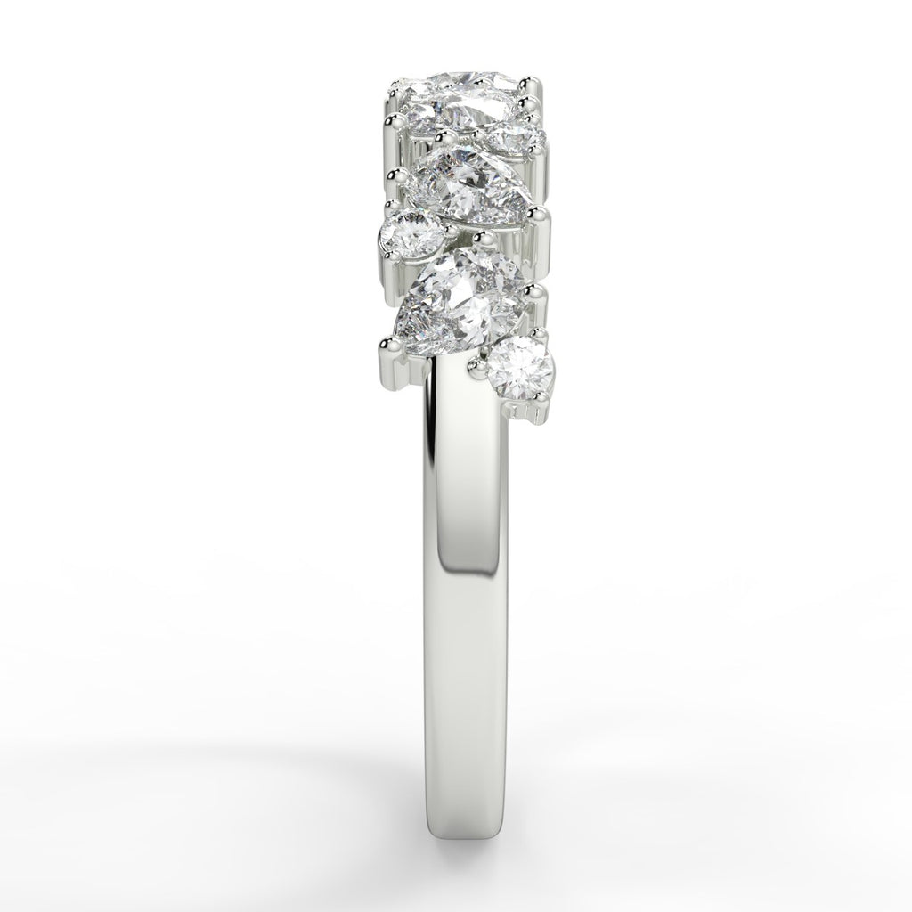 Stunning 0.66 TCW Round & Pear Moissanite Stones Cluster Wedding Band 7