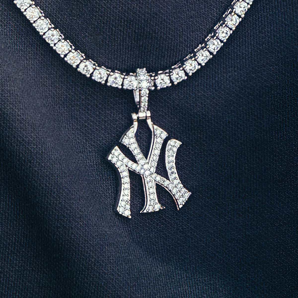 1.5 CT Round Moissanite New York Yankees Logo Silver Pendant for Him 1