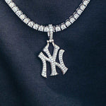 1.5 CT Round Moissanite New York Yankees Logo Silver Pendant for Him 1