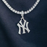 1.5 CT Round Moissanite New York Yankees Logo Silver Pendant for Him 1