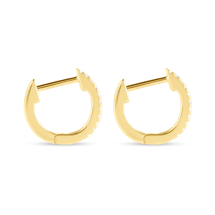 0.50 TCW Round Cut Moissanite Huggies Earrings in Gold 3