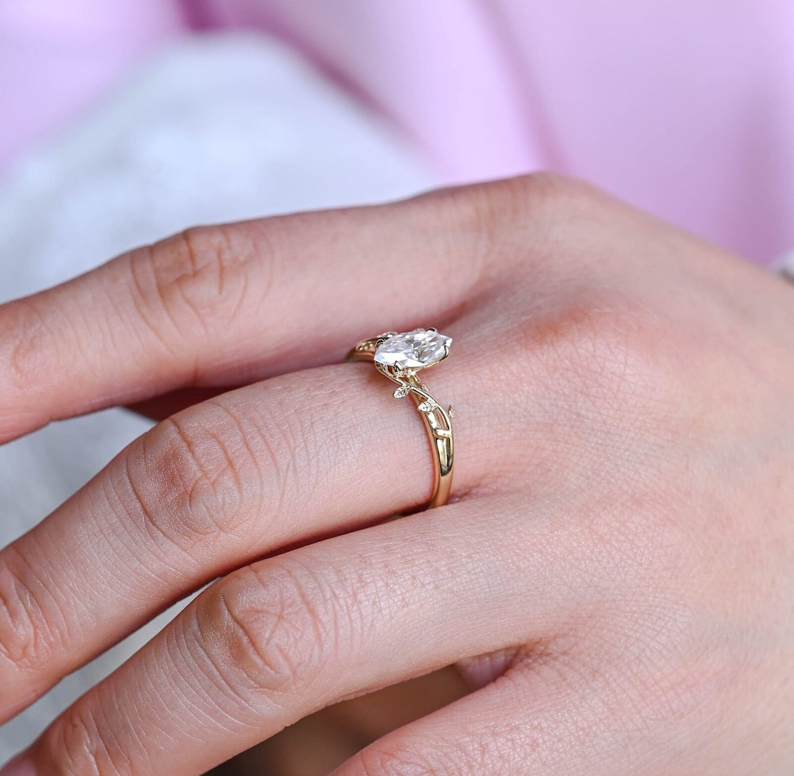 Stunning 2.0 CT Marquise Cut Moissanite Engagement Ring with Solitaire Design 5