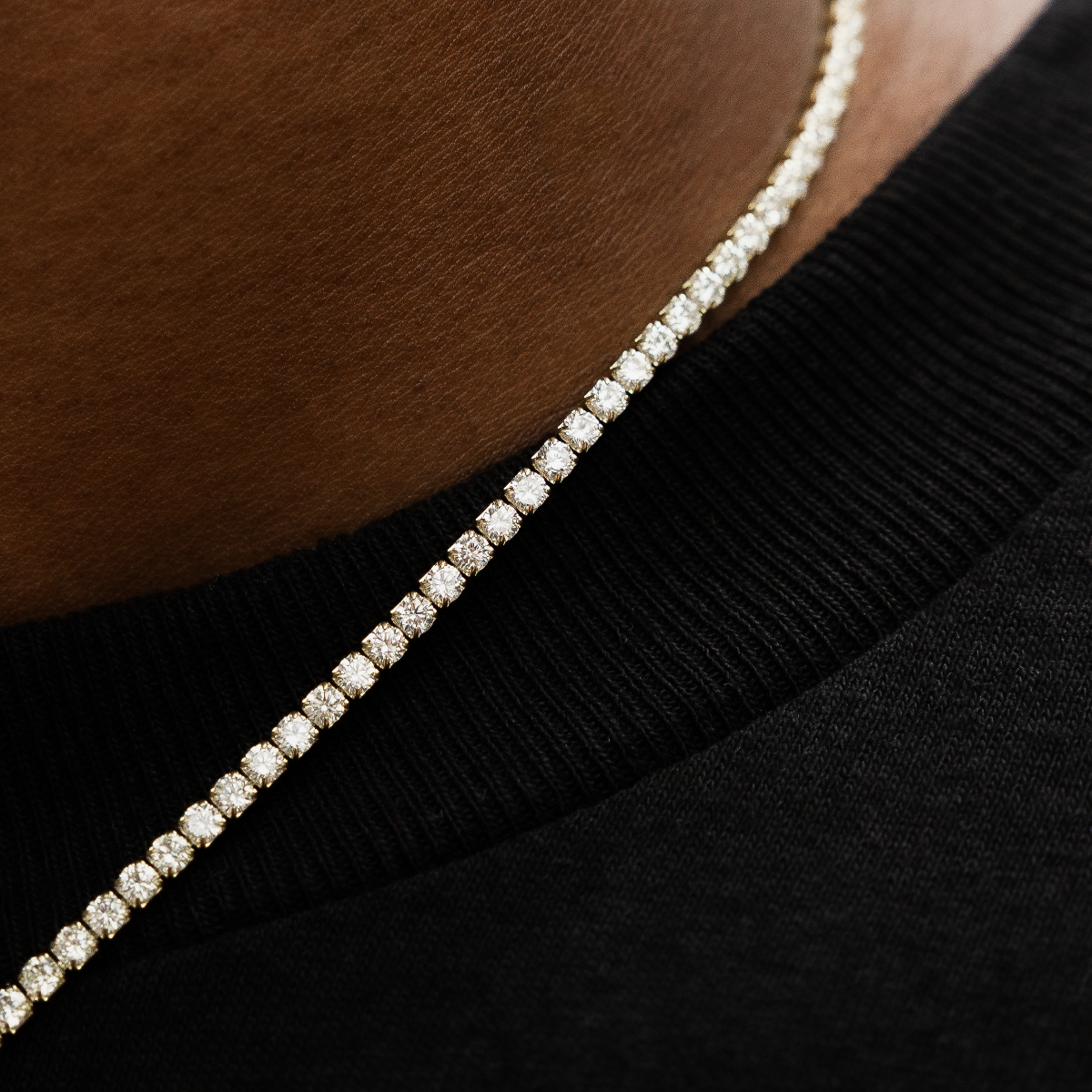 32 CT Round Moissanite Diamond Micro Tennis Silver Necklace For Him 2