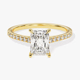 Stunning 1.0-2.0 CT Radiant Moissanite Engagement Ring with Dainty Pave Design 1