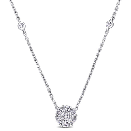 Round Cut Cubic Zirconia in 925 Sterling Silver Necklace 1