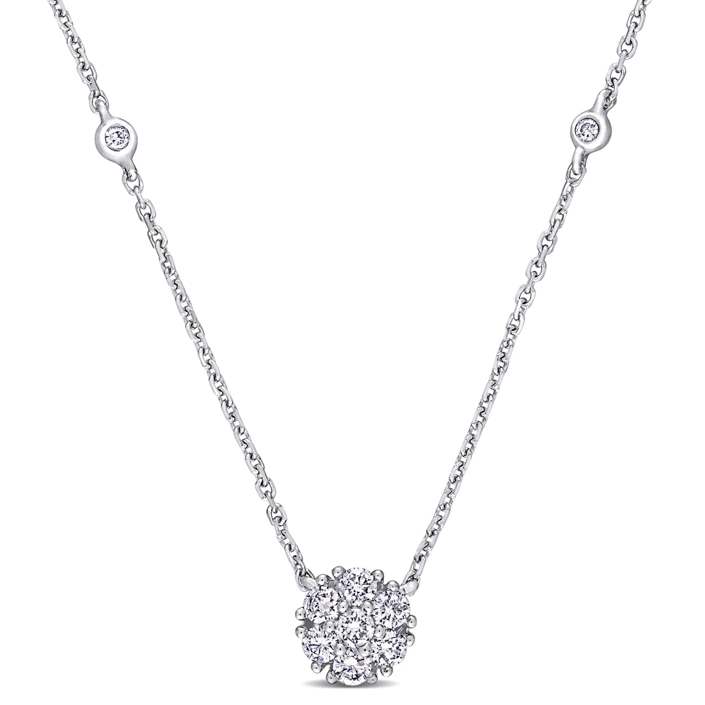 Round Cut Cubic Zirconia in 925 Sterling Silver Necklace 3