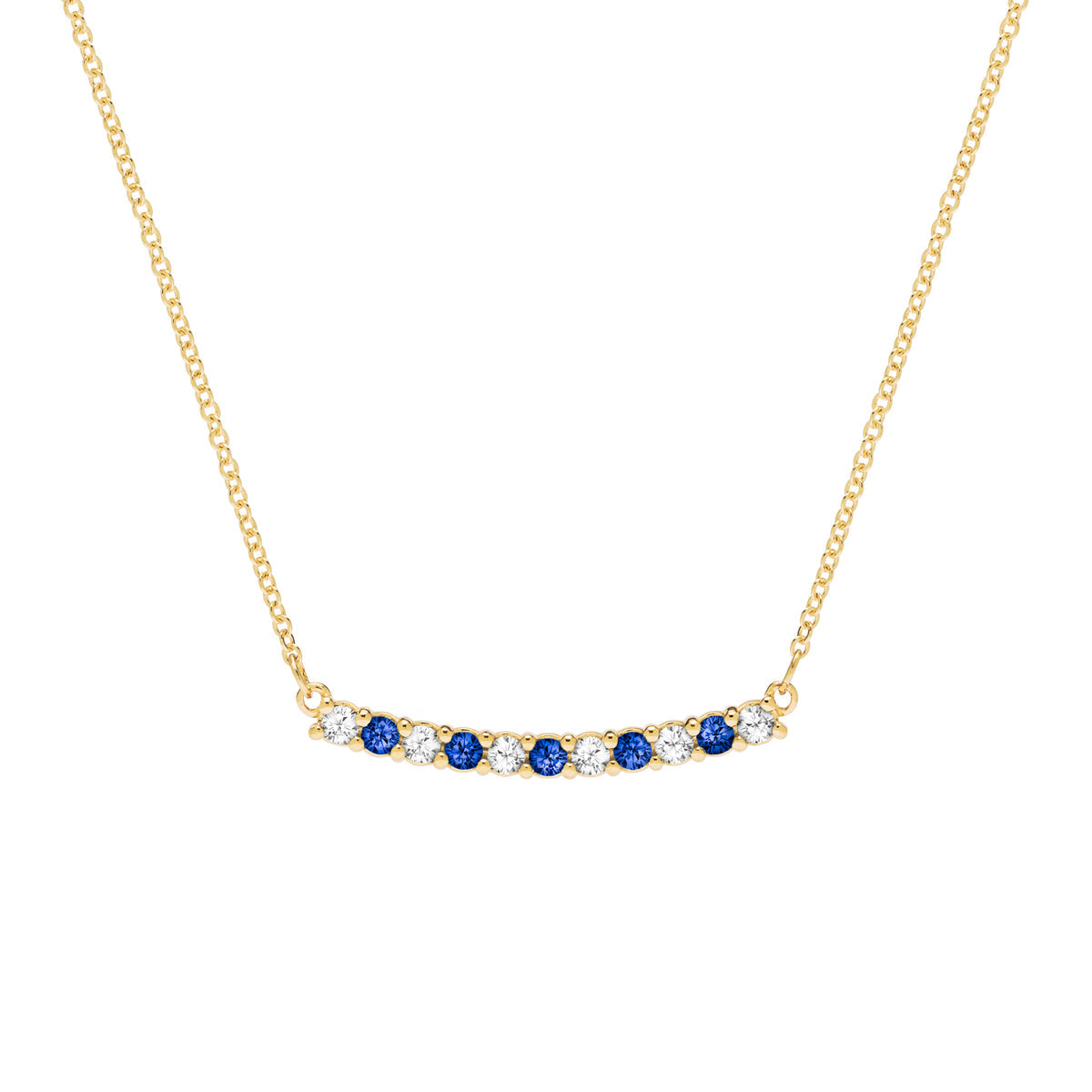 1.32 TCW Round Sapphire Lab Made Diamond- September Birthstone Necklace 1
