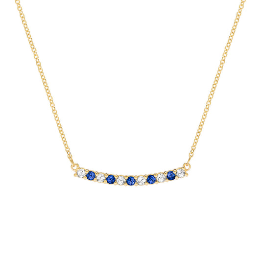 1.32 TCW Round Sapphire Lab Made Diamond- September Birthstone Necklace 1