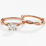 1.0 CT Round Cut Moissanite Bridal Ring Set with Round Wedding Bands 3