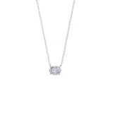 1.0 CT East West Oval Cut Moissanite Diamond Solitaire Pendant Necklace in Solid Gold 5