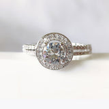 Round Cut Halo & Pave Style Cubic Zirconia in 925 Sterling Silver Ring 9
