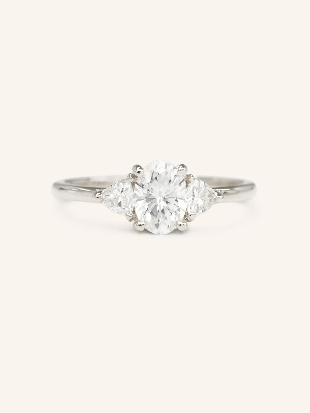 Stunning 1 CT Oval Moissanite Engagement Ring With Three Stone Design 4