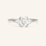Stunning 1 CT Oval Moissanite Engagement Ring With Three Stone Design 4