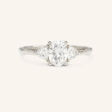Stunning 1 CT Oval Moissanite Engagement Ring With Three Stone Design 4