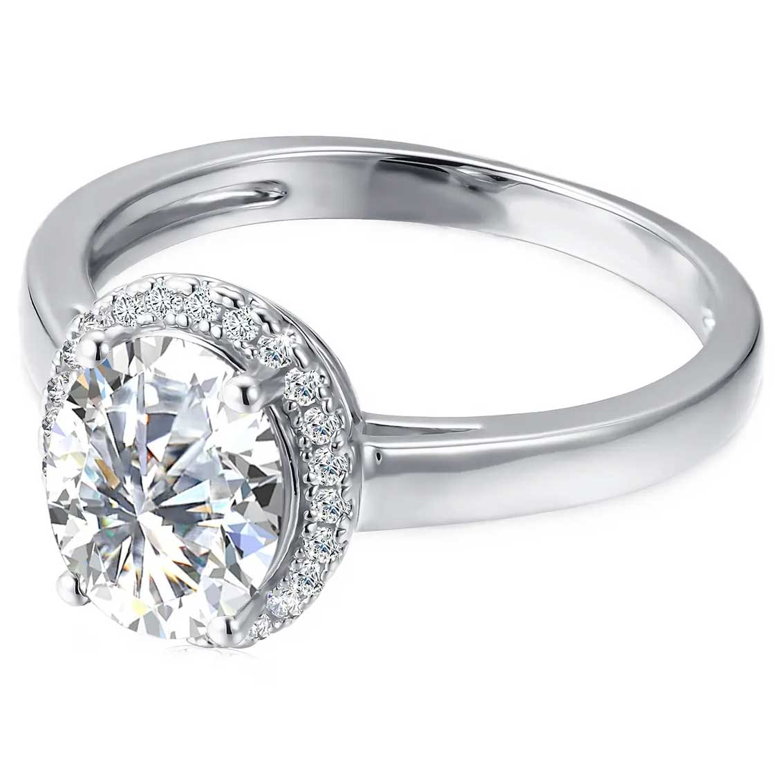 Round Cut Halo Style Cubic Zirconia in 925 Sterling Silver Jewelry 4