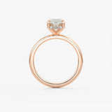 Elongated Cushion Hidden Halo Lab Grown Diamond Engagement Ring