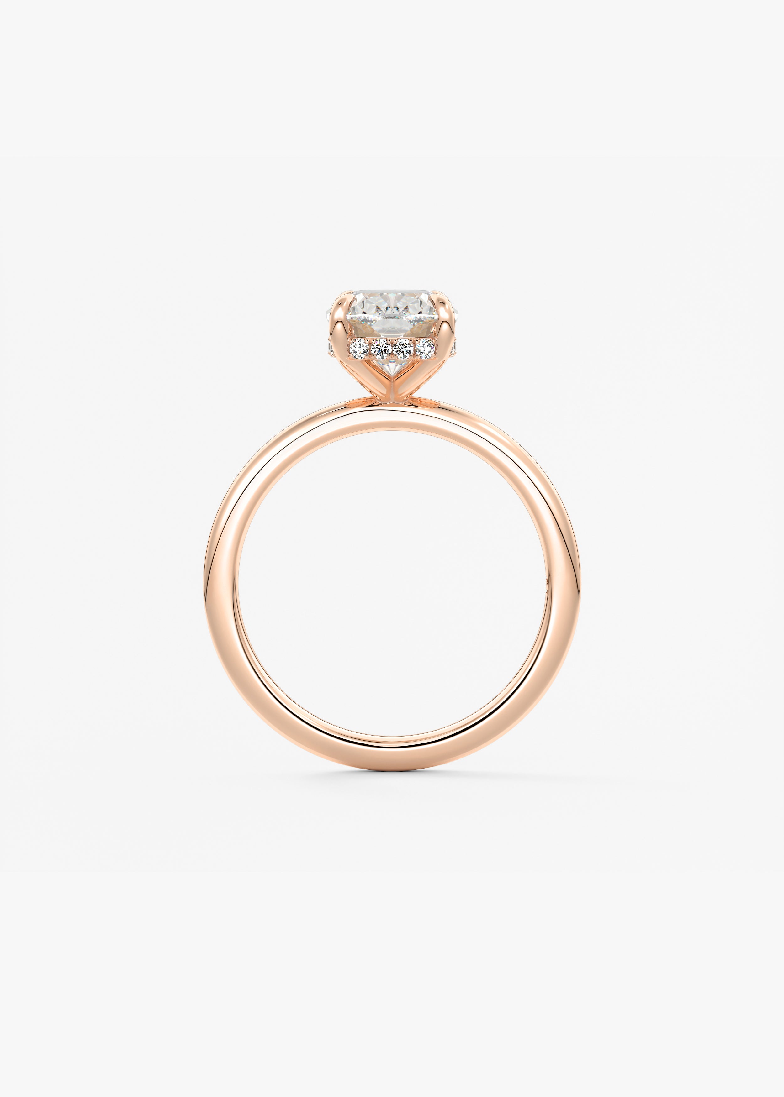 Elongated Cushion Hidden Halo Lab Grown Diamond Engagement Ring