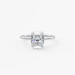 Elongated Cushion Hidden Halo Lab Grown Diamond Engagement Ring