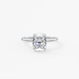 Elongated Cushion Hidden Halo Lab Grown Diamond Engagement Ring
