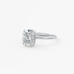 Elongated Cushion Hidden Halo Lab Grown Diamond Engagement Ring