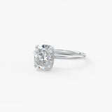 Elongated Cushion Hidden Halo Lab Grown Diamond Engagement Ring