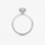 Elongated Cushion Hidden Halo Lab Grown Diamond Engagement Ring