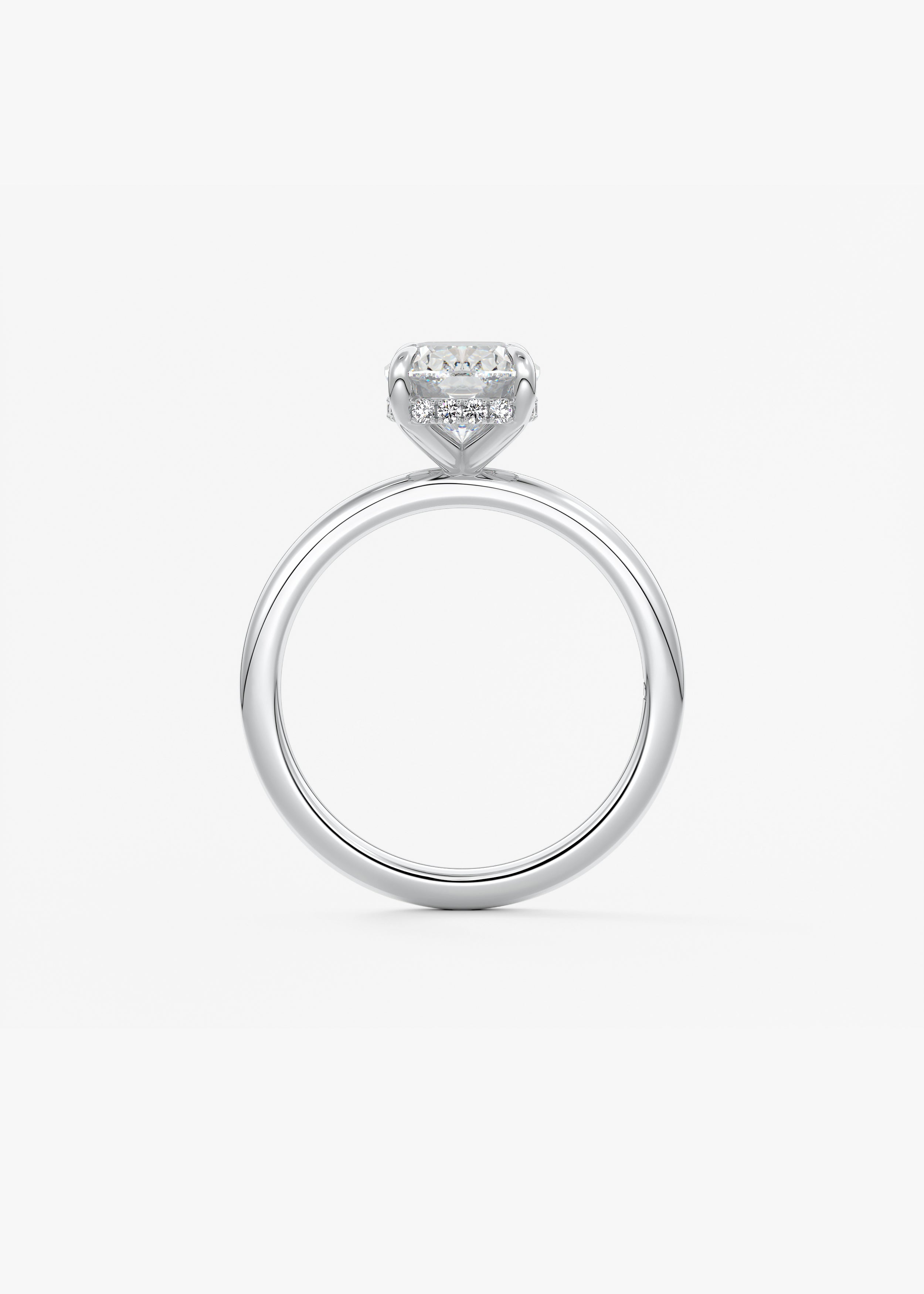 Elongated Cushion Hidden Halo Lab Grown Diamond Engagement Ring