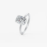 Elongated Cushion Hidden Halo Lab Grown Diamond Engagement Ring