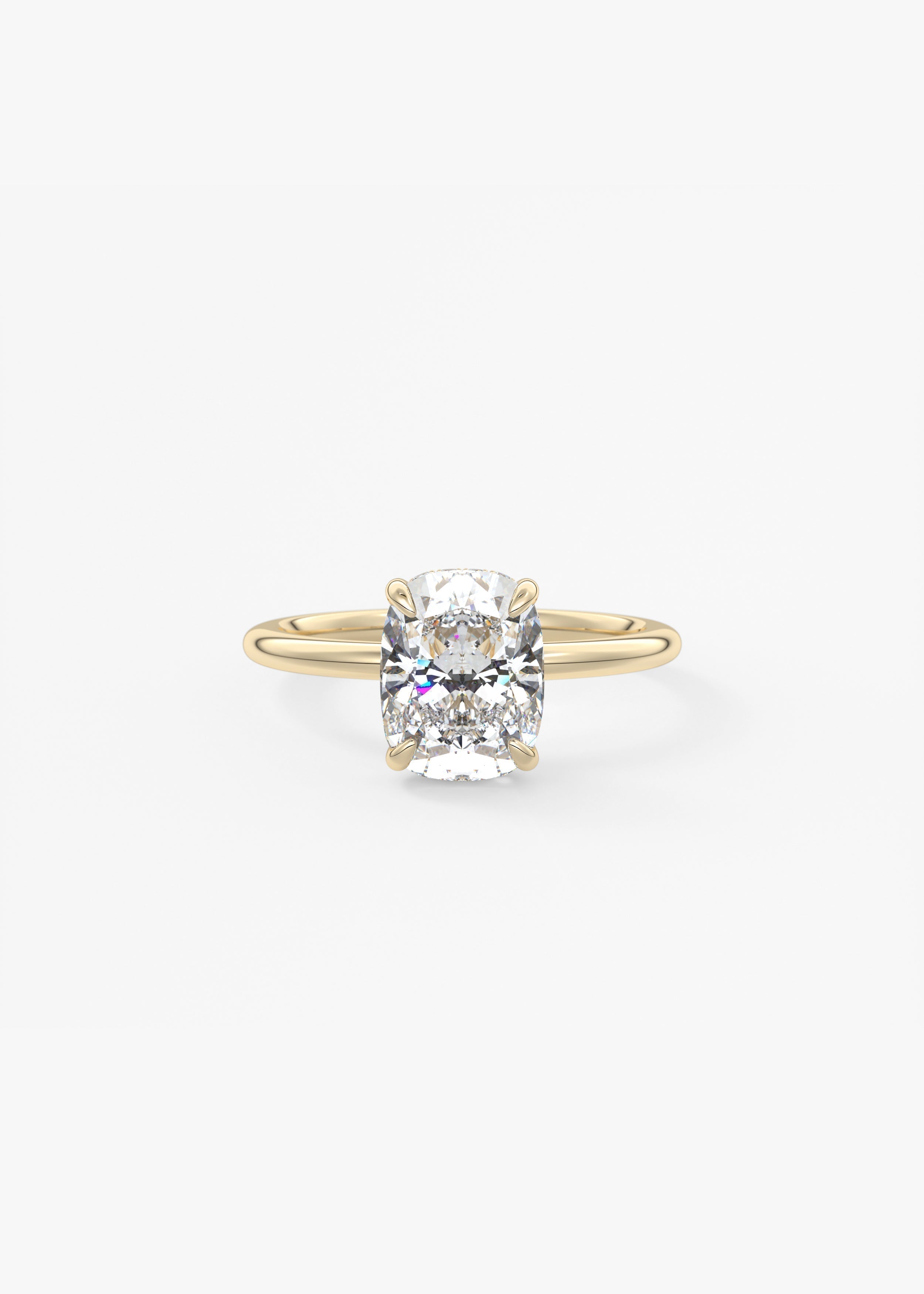Elongated Cushion Hidden Halo Lab Grown Diamond Engagement Ring