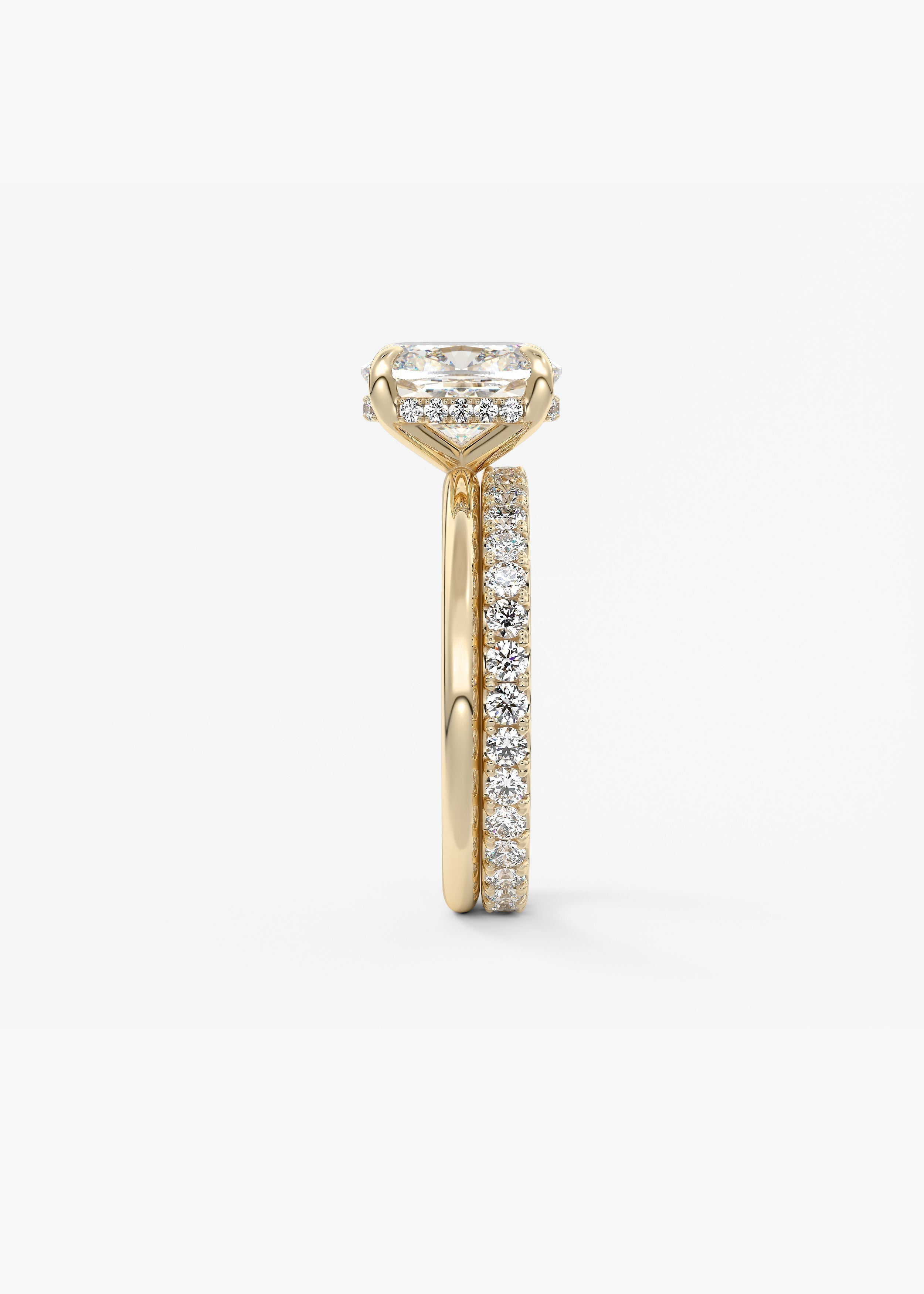 Elongated Cushion Hidden Halo Lab Grown Diamond Engagement Ring