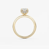 Elongated Cushion Hidden Halo Lab Grown Diamond Engagement Ring