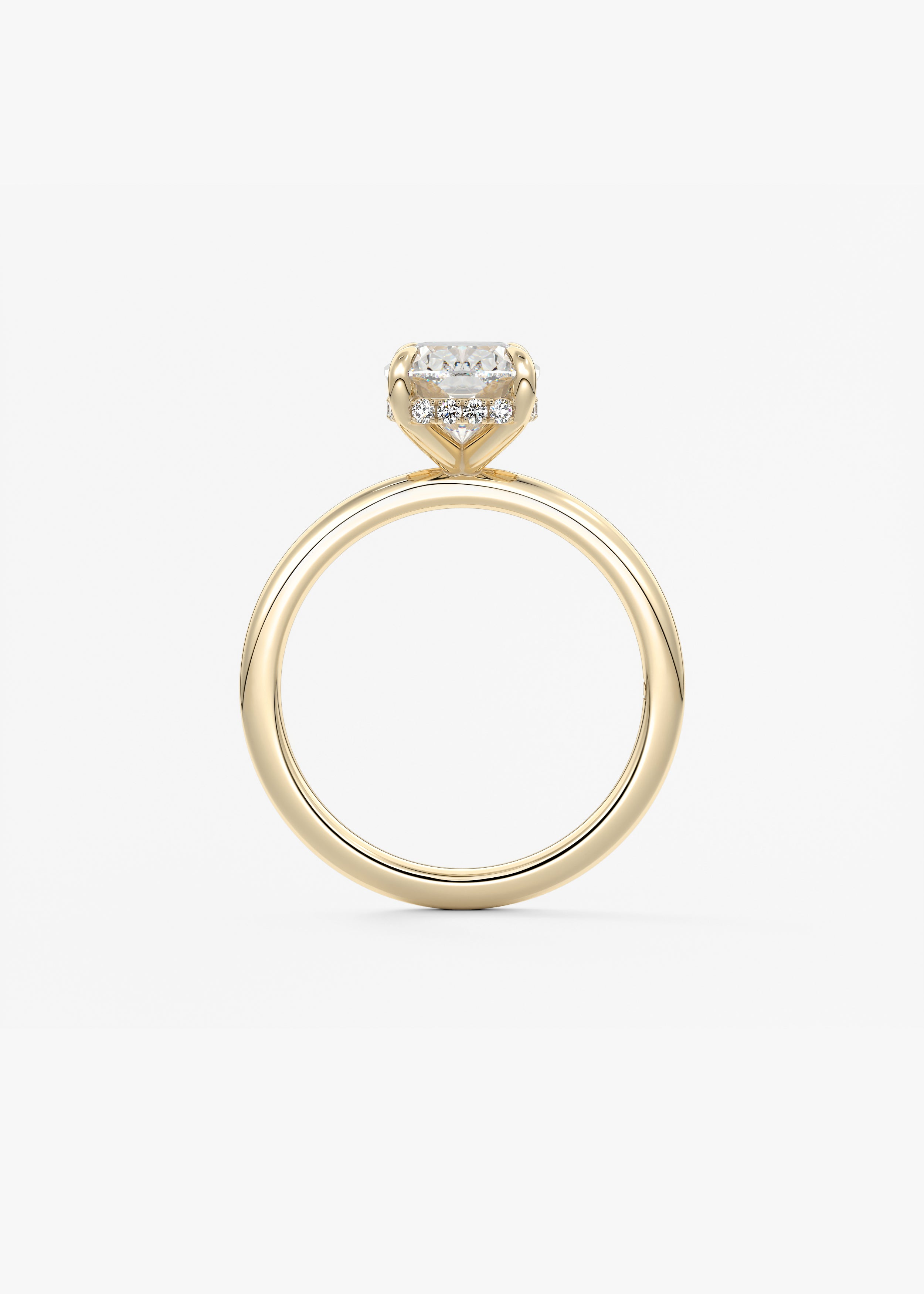 Elongated Cushion Hidden Halo Lab Grown Diamond Engagement Ring