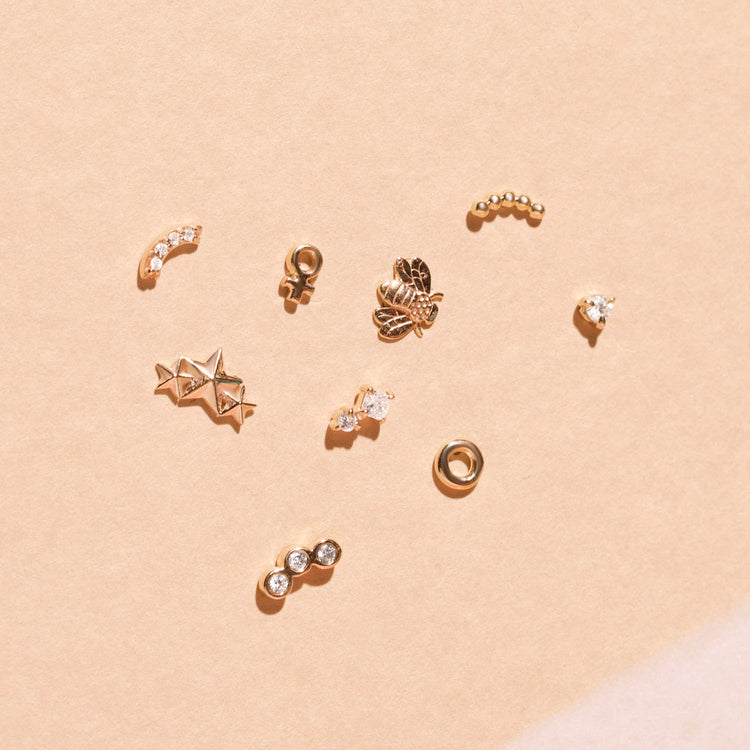 0.20 TCW Round Cut Moissanite Two Stone Earrings in Gold 8