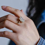 Stunning 1.0 - 2.0 CT Emerald Moissanite Engagement Ring With Halo Design 4